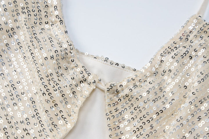 Levoire | Argent Paillettes Haut Sans Bretelles Robe Mini