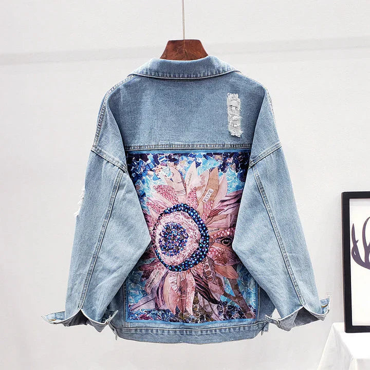 Levoire | Grande Taille Veste Avec Sensation Cachemire Et Impression Bleu