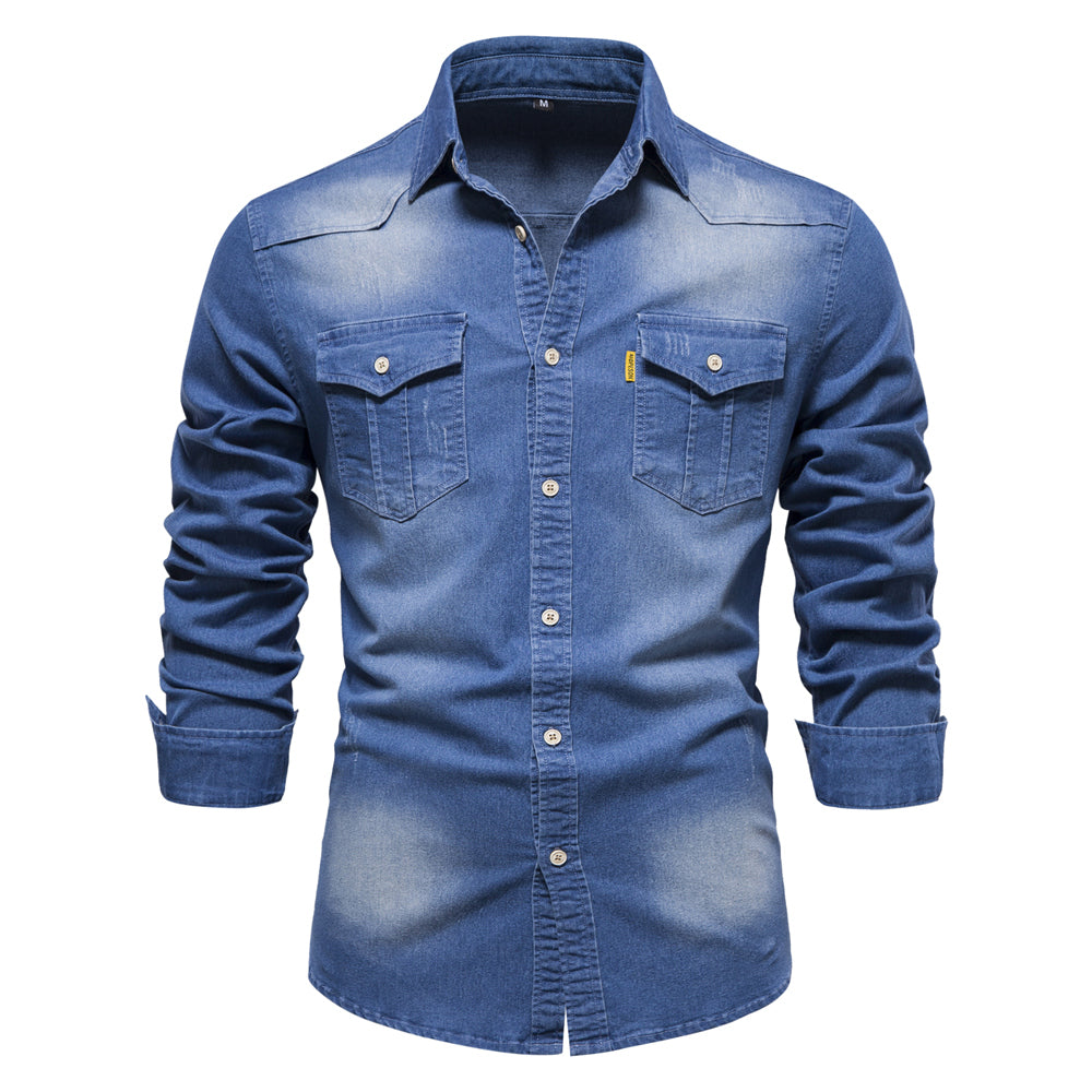Levoire | Chemise Moderne Avec Poches Poitrine Bleue