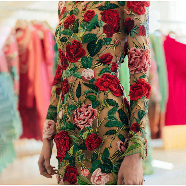 Levoire | Robe mini brodée avec imprimé floral