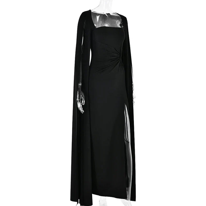 Levoire | Robe Longue À Manches Cape Avec Fente