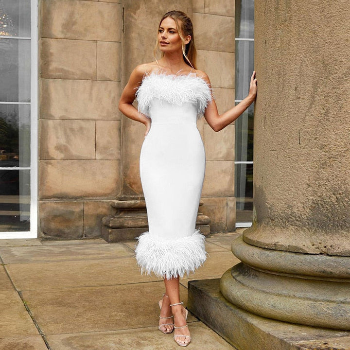 Levoire | Feder Dos Nu Sans Bretelles Mi-Mollet Robes Blanc