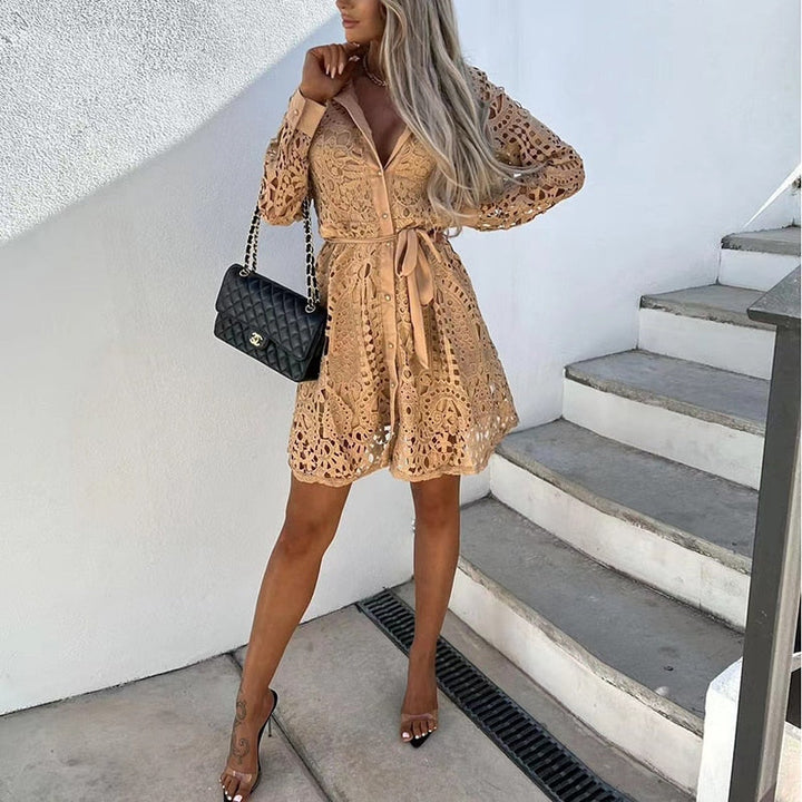 Levoire | Robe En Dentelle Avec Ceinture Pour Femmes Ou