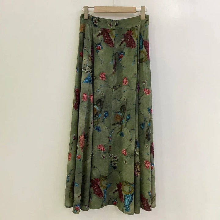 Levoire | Jupe Maxi Élégante À Motifs Floraux Vert