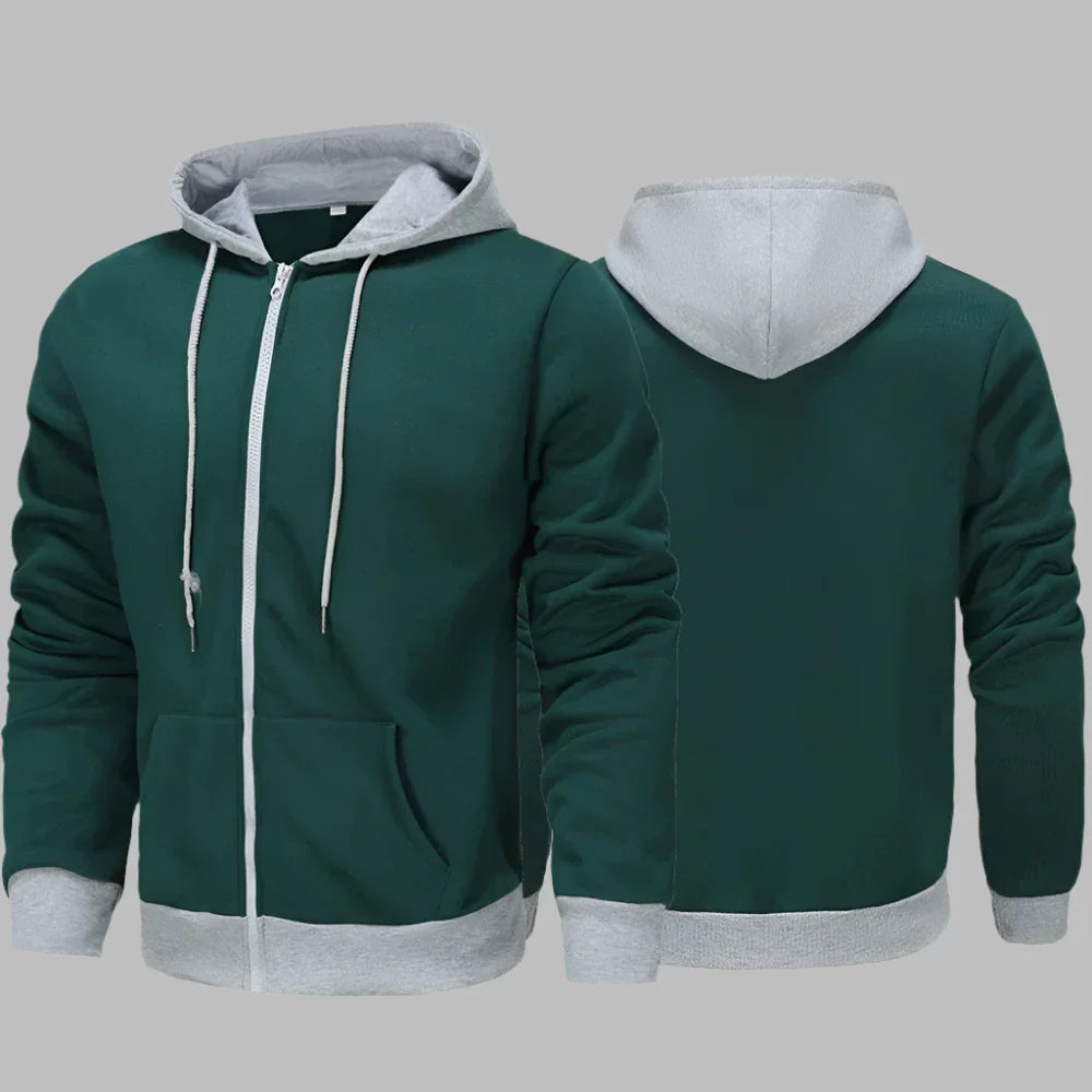 Levoire | Sweat À Capuche Pour Hommes Confortable Avec Fermeture Éclair Pour Le Quotidien Vert