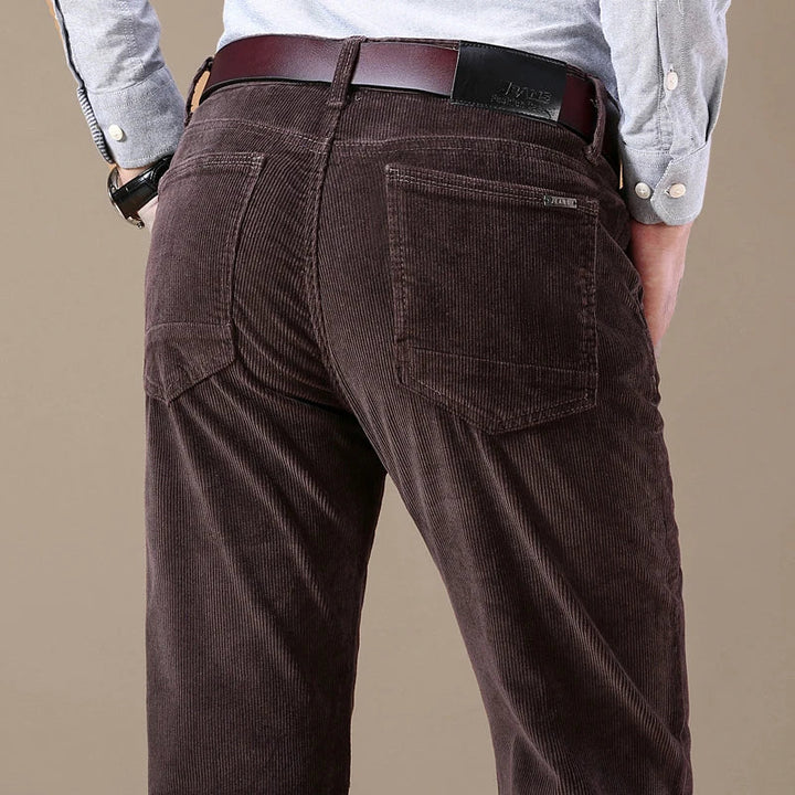 Levoire | Pantalons En Velours Côtelé Élastiques Pour Hommes Marron foncé