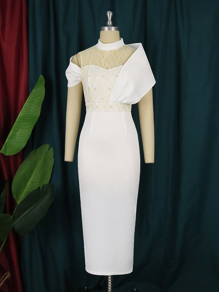 Levoire | Off-Shoulder Épaules-Lace Resirkulert Midi Robes