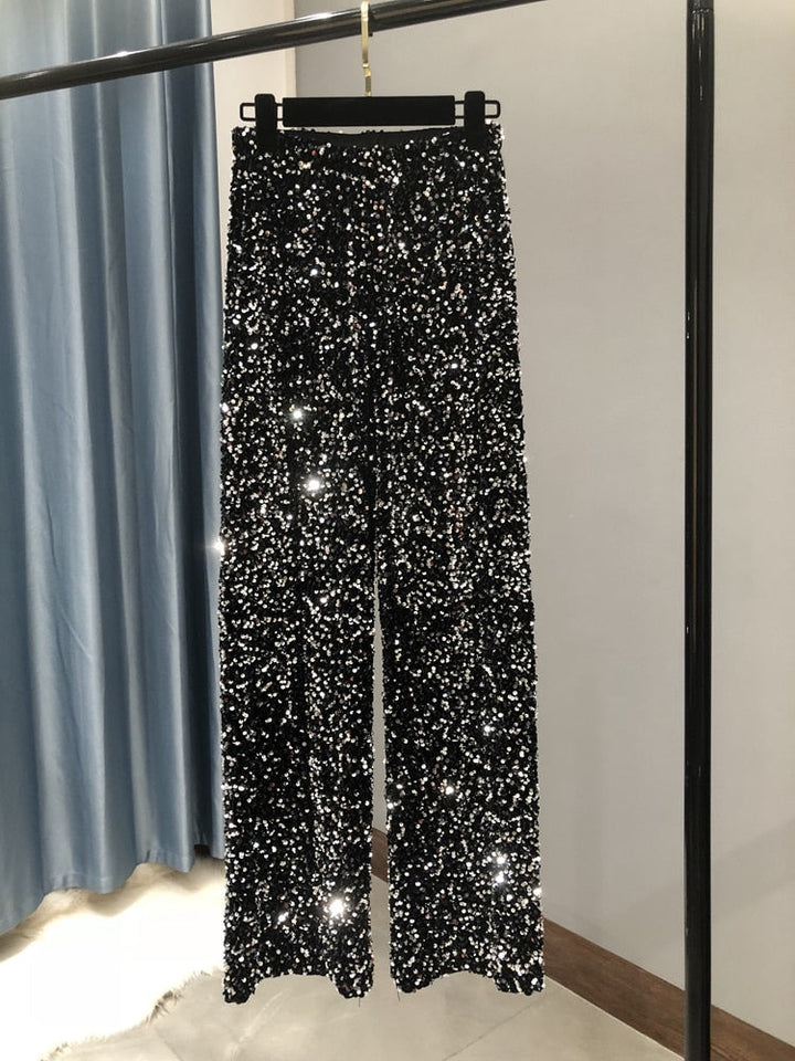 Levoire | Pantalon À Paillettes Avec Ce Pantalon, Tu Brilles Toute La Soirée ! Noir avec argent