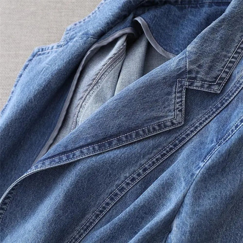 Levoire | Veste En Denim Simple À Manches Longues Avec Bouton