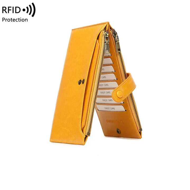 Levoire | Élégant Portefeuille De Voyage Grand Bloquant Rfid Jaune