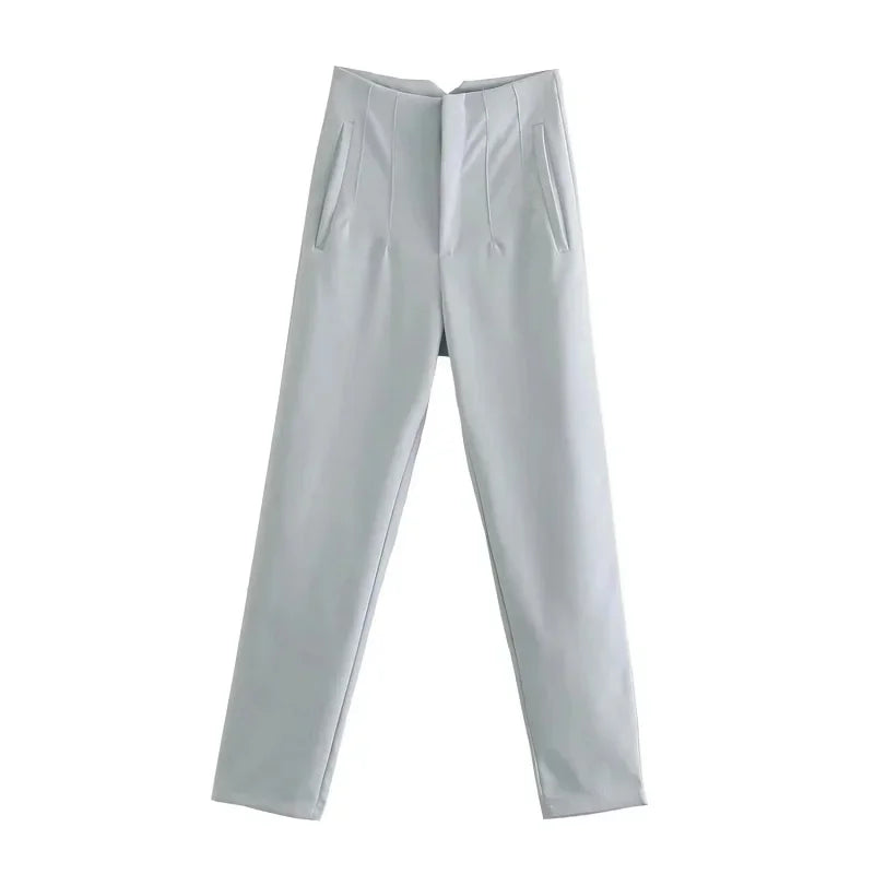 Levoire | Pantalons formels taille haute avec des mesures fines et élégantes Gris