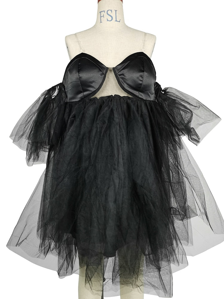 Levoire | Robe Mini Holo Chiffon Sans Bretelles Oversize