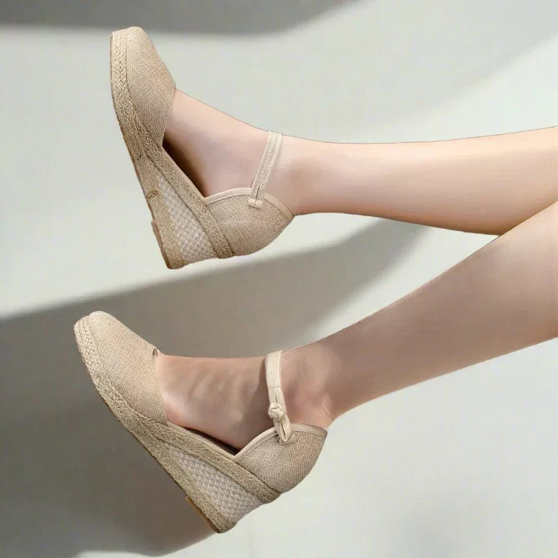 Levoire | Sandales À Talons Compensés Tendance Et Confortables Pour Femmes Beige