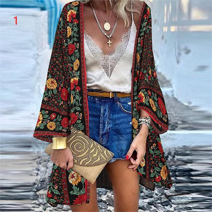 Levoire | Blouse Florale Décontractée Lâche Plage Kimono E S