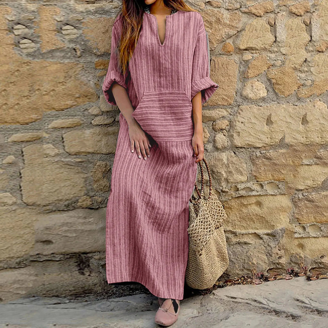 Levoire | Robe Maxi Vintage Rayée Rouge