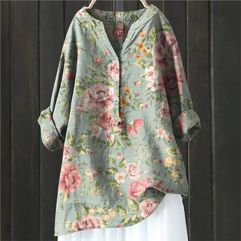 Levoire | Blouse Florale Décontractée Vert clair