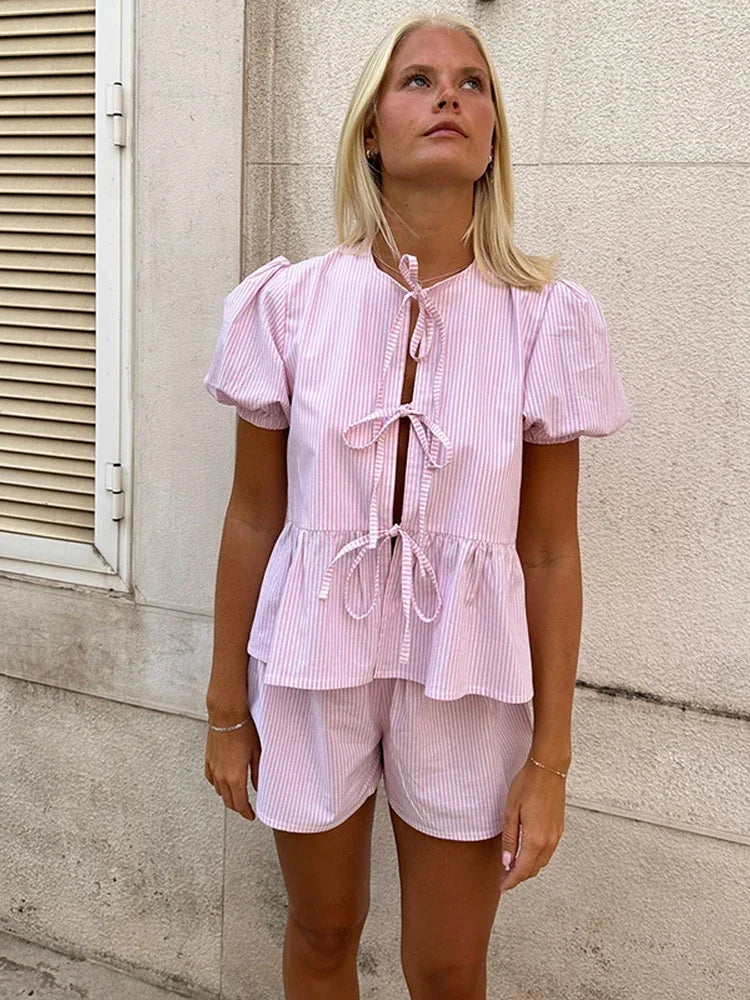 Levoire | Haut Et Shorts Avec Bande Pour L'Été Rosa