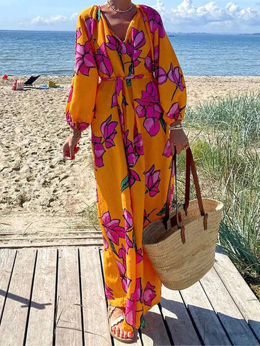 Levoire | Robe Maxi À Manches Longues Avec Motif Imprimé