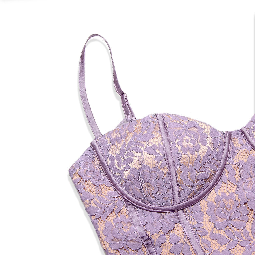 Levoire | Robe Mini Sans Manches Lilas Blondes Dos Nu