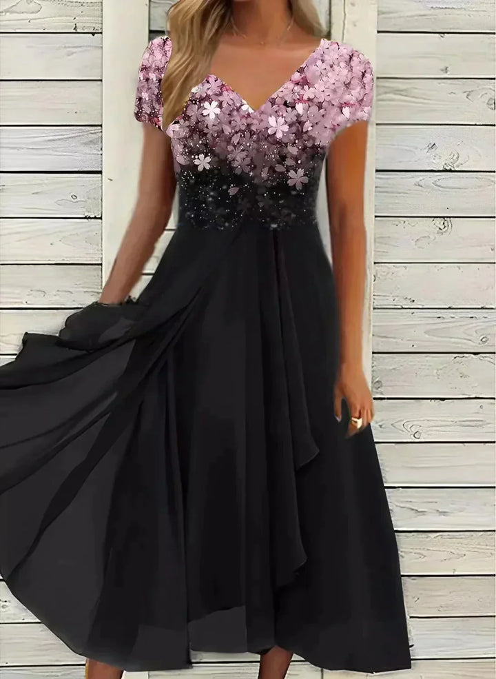 Levoire | Robe De Fête Élégante En Chiffon Pour Femmes Rosa Schwarz