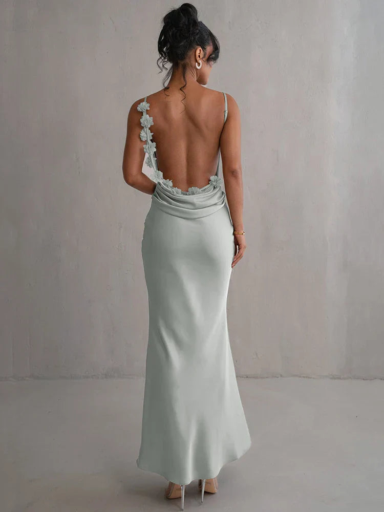 Levoire | Robe maxi à fleurs dos nu Vert clair