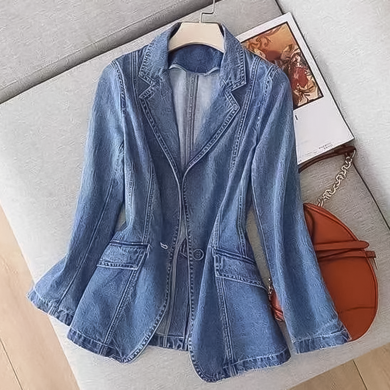Levoire | Veste En Denim Simple À Manches Longues Avec Bouton