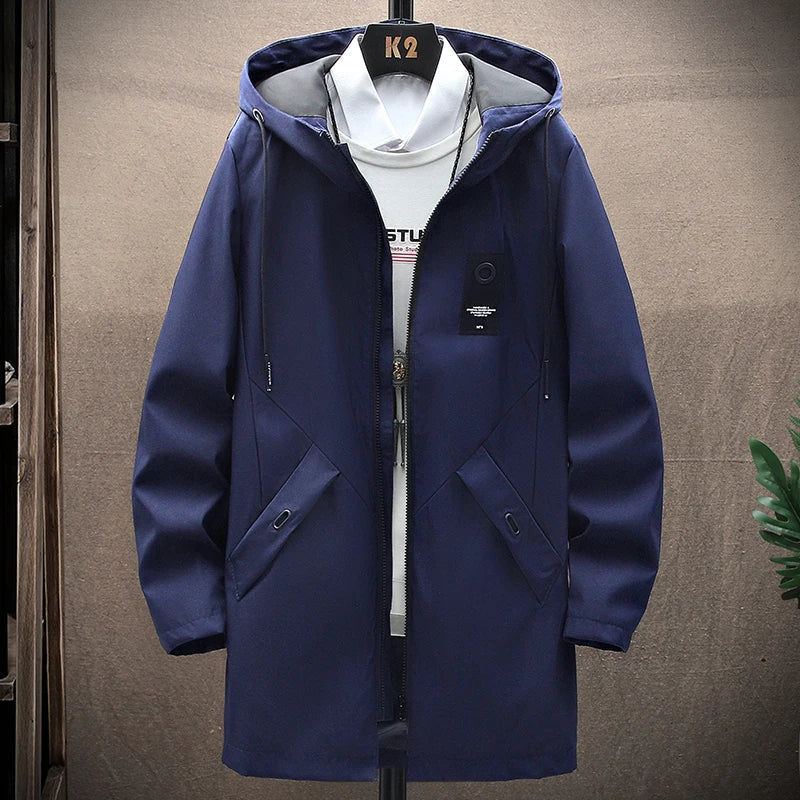Levoire | Veste de Pluie Classique Homme Longue avec Capuche Marine