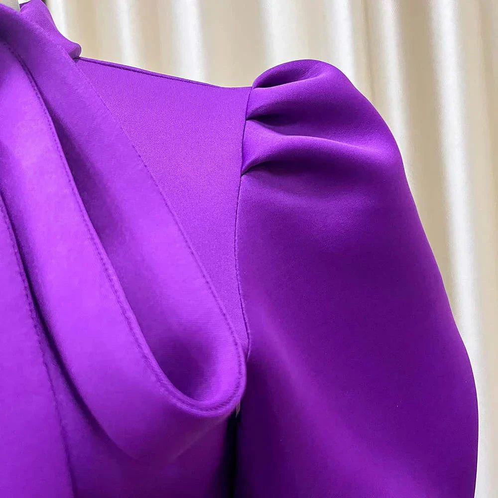Levoire | Col Côté Bouffant Manches Courtes Robes Longues