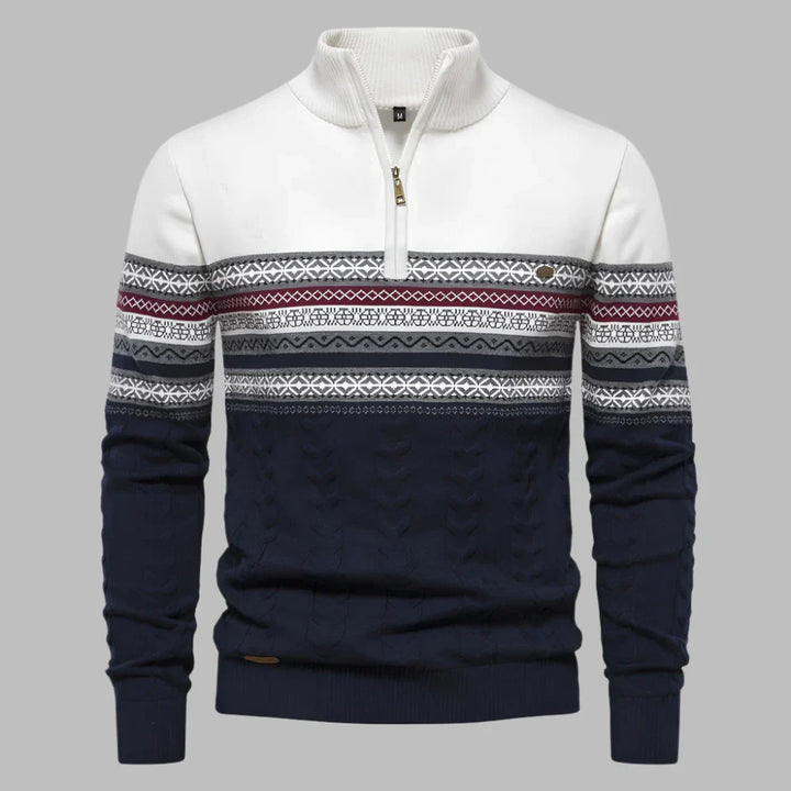 Levoire | Pull Pour Hommes Avec Motif En Tricot Rayé Blanc