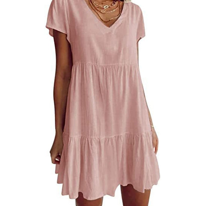 Levoire | Robe Femme À Manches Courtes Robe D'Été Rosa
