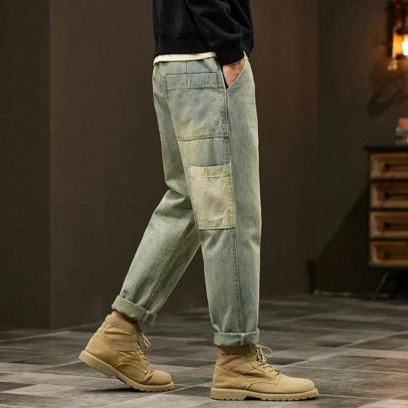 Levoire | Retro Jeans Vert olive délavé