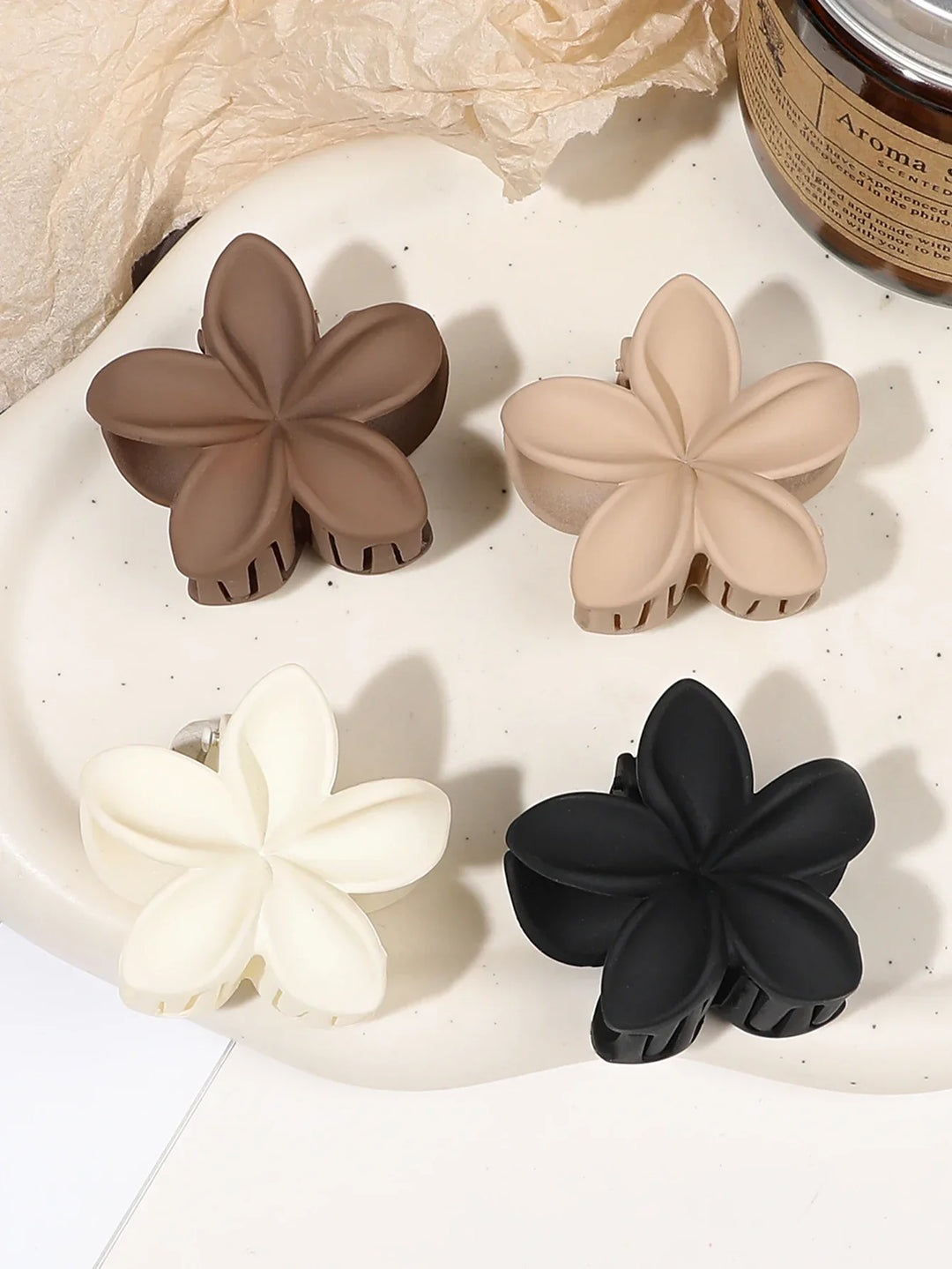 Levoire | De 4 Barrettes Fleurs Hawaïennes Roses Pour Femmes Style C