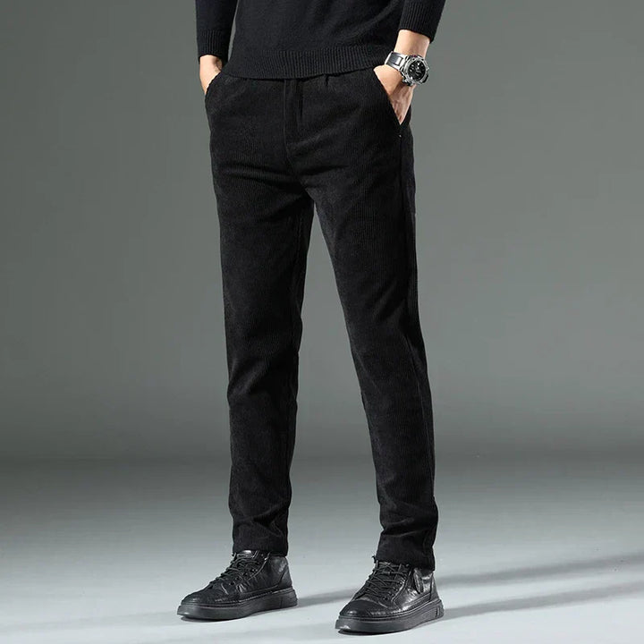 Levoire | Pantalon En Velours Côtelé Élégant Pour Hommes Noir
