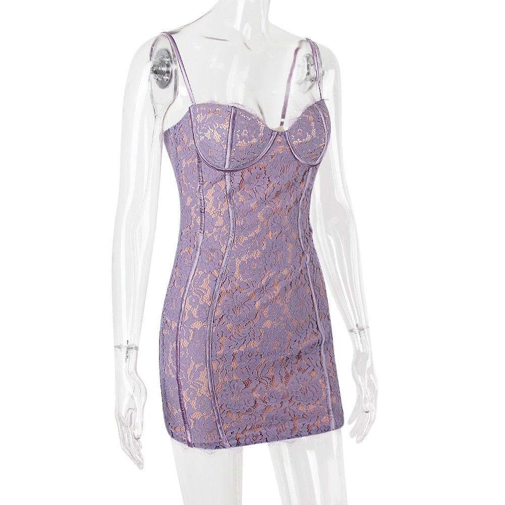 Levoire | Robe Mini Sans Manches Lilas Blondes Dos Nu