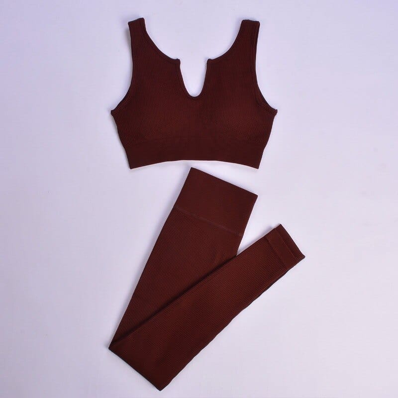 Levoire | Ensemble De Sport Complet Avec Décolleté Décoratif Et Leggings Longs Braun