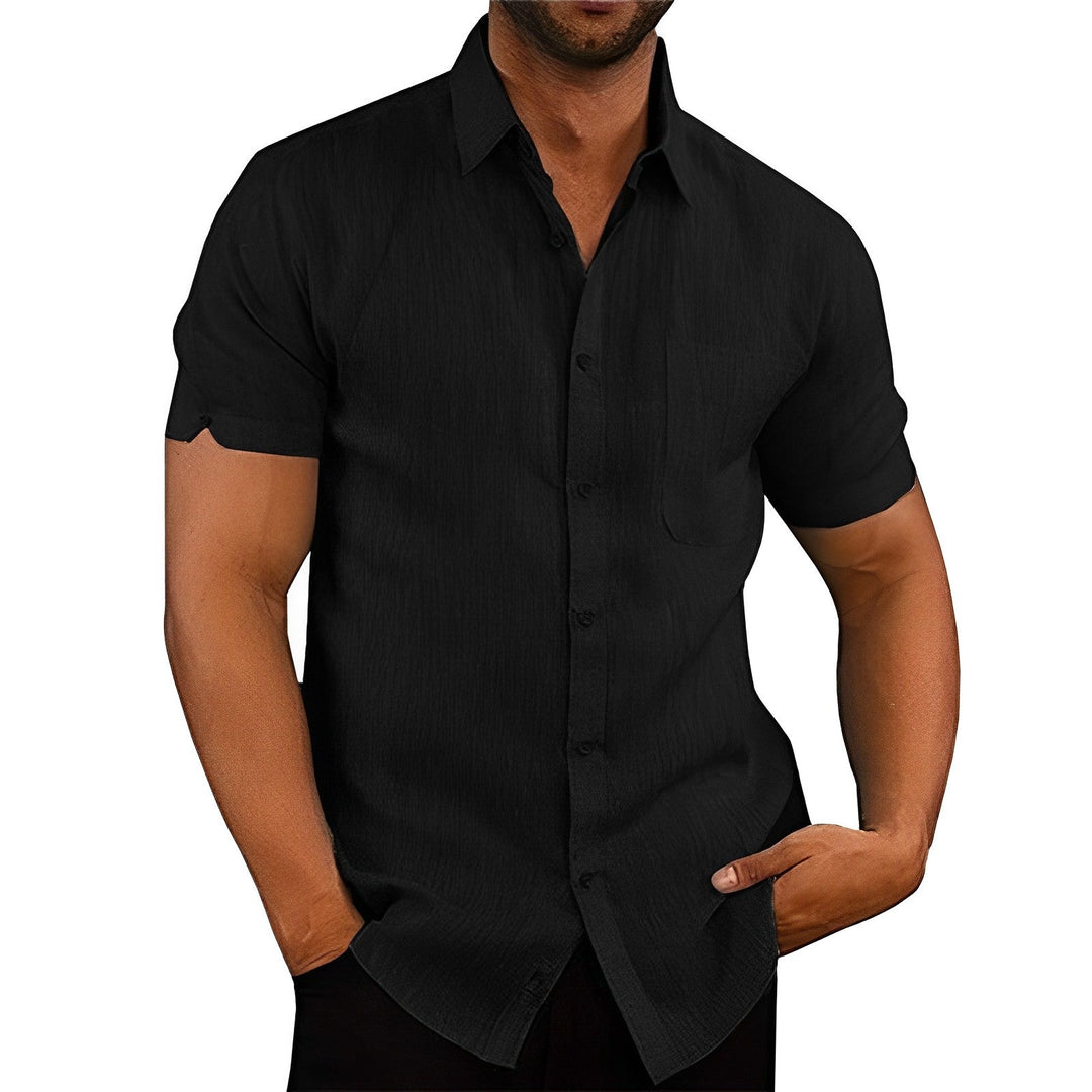 Levoire | Chemise Pour Homme En Lin Élégant À Manches Courtes noir