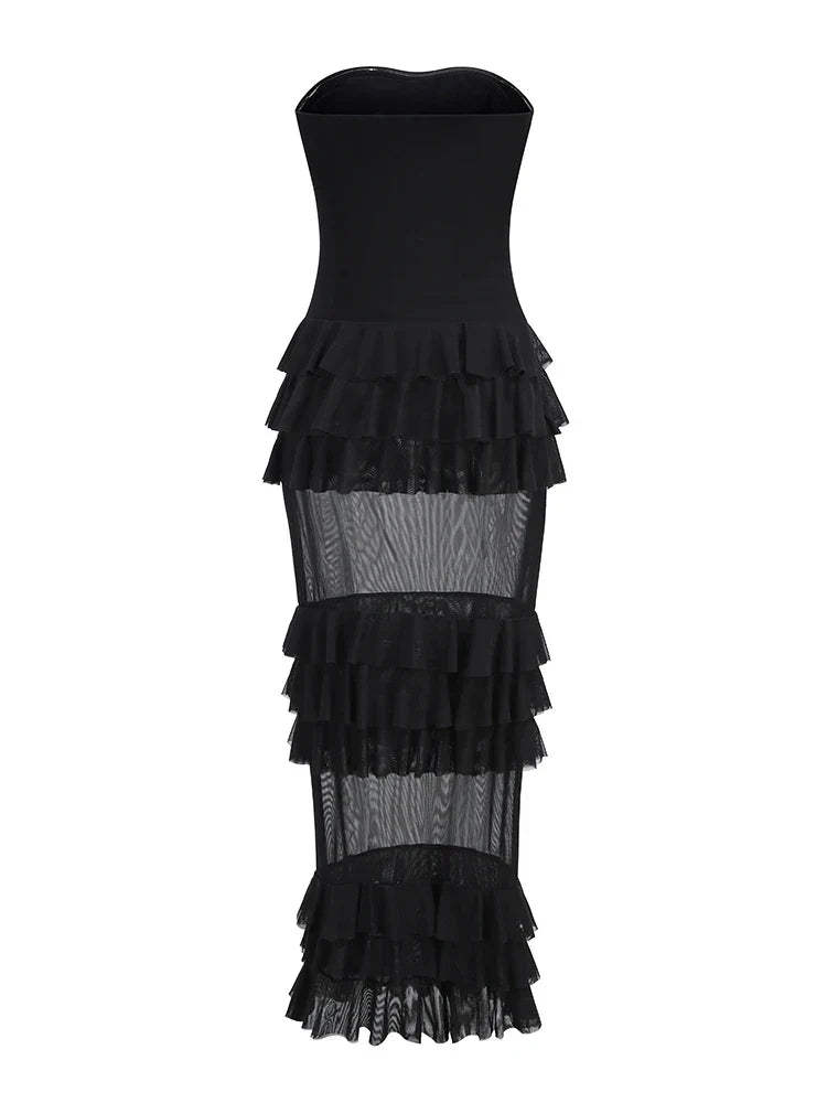 Levoire | Robe Longue Sexy Sans Bretelles Rü Schenschichtungen Patchwork