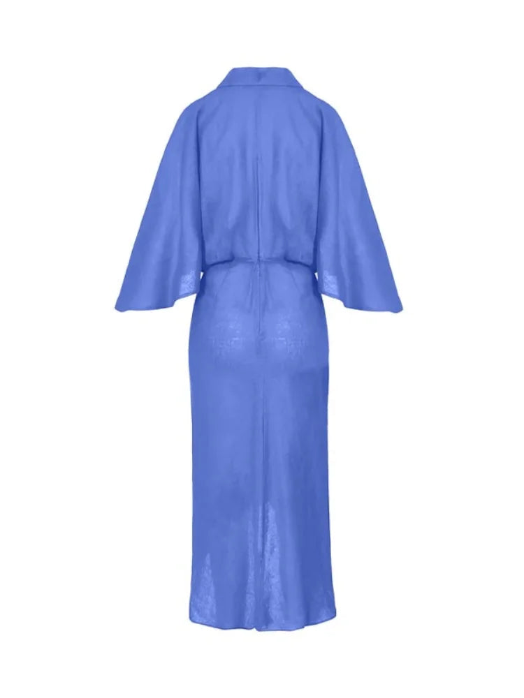 Levoire | Robe Élégante Avec Manches Cloches Et Décolleté En V