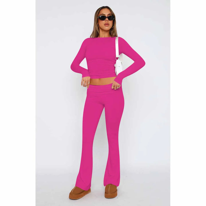 Levoire | Ensemble Femme 2 Pièces, Uni, Tendance, Survêtement Confortable Rosa Rouge