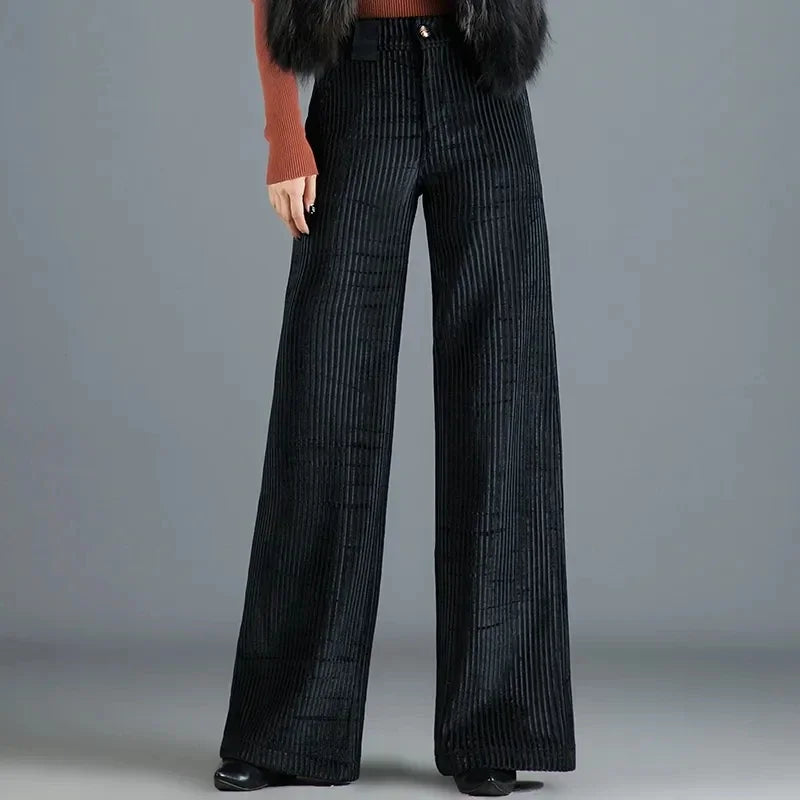 Levoire | Pantalon En Velours Côtelé Pour Femmes Noir