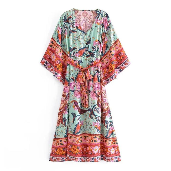 Levoire | Robe Kimono Bohème Vert