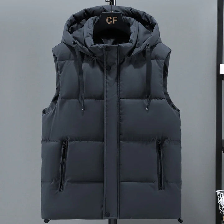 Levoire | Gilet Pour Hommes Premium Matelassé Avec Capuche Gris