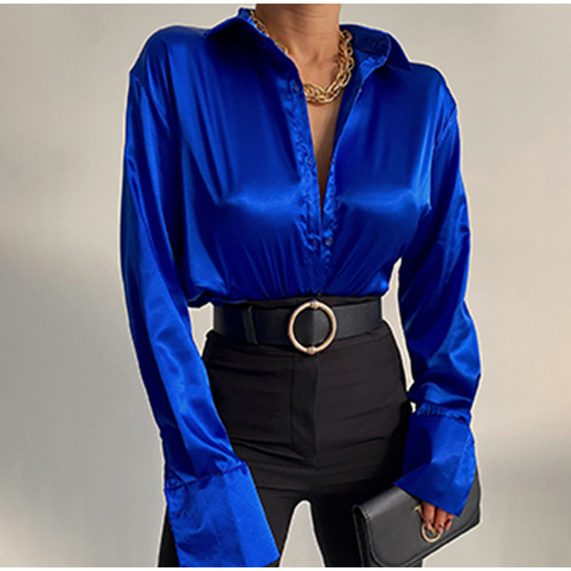 Levoire | Blouse En Satin - La Blouse Parfaite Pour Chaque Occasion ! Bleu