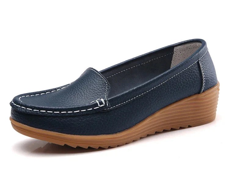 Levoire | Pantoufles En Cuir Pour Femmes Bleu foncé