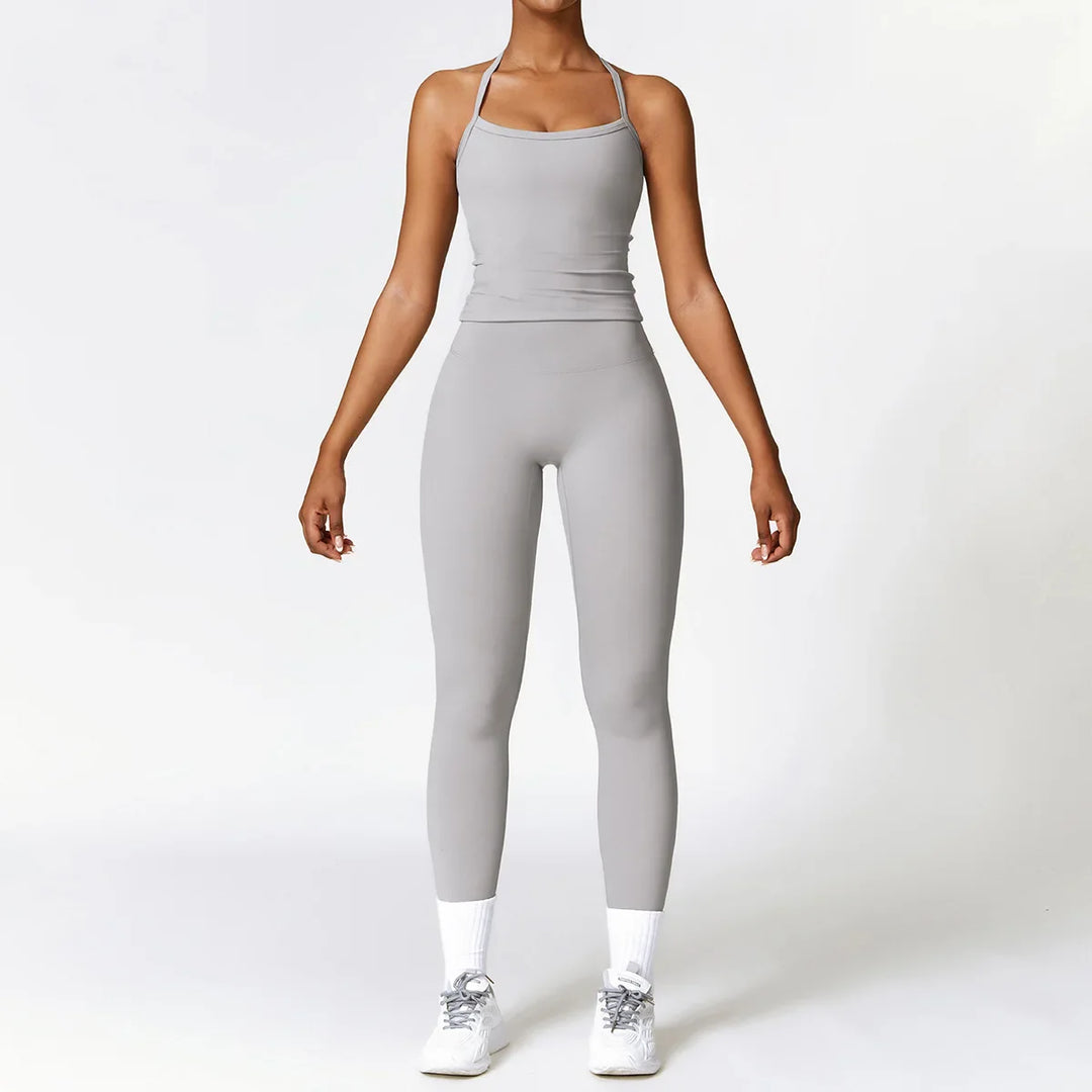 Levoire | Ensemble De Vêtements D'Intérieur Leggings Taille Haute Et Top À Bretelles Gris