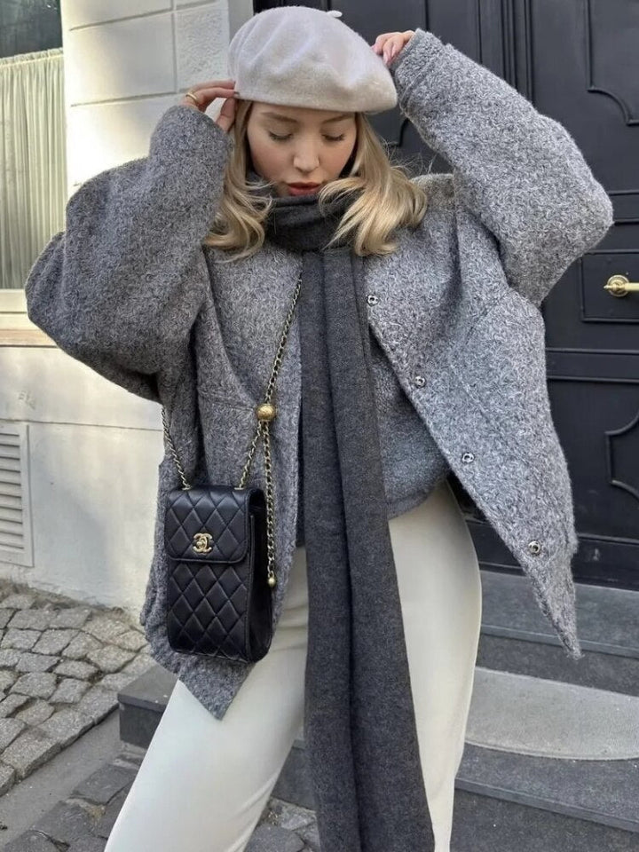 Levoire | Grande Veste En Laine Avec Encolure Ronde Et Bouton