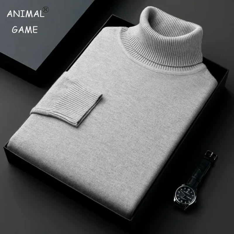 Levoire | Pull Col Roulé Homme Slim Fit – Antiboulochage Gris Clair