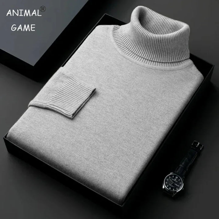 Levoire | Pull Col Roulé Homme Slim Fit – Antiboulochage Gris Clair