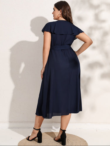 Levoire | Robe Enroulée À Manches Courtes Et Décolleté En V (Taille Plus)