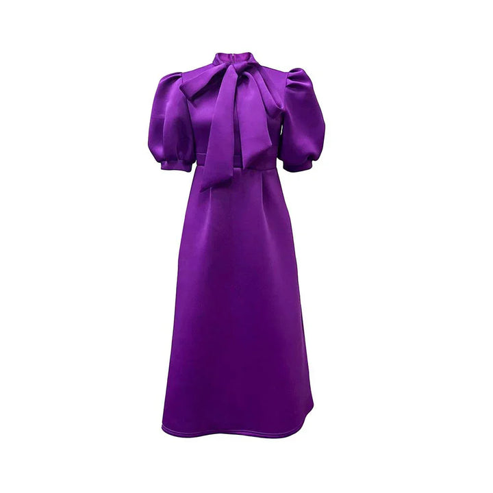 Levoire | Col Côté Bouffant Manches Courtes Robes Longues
